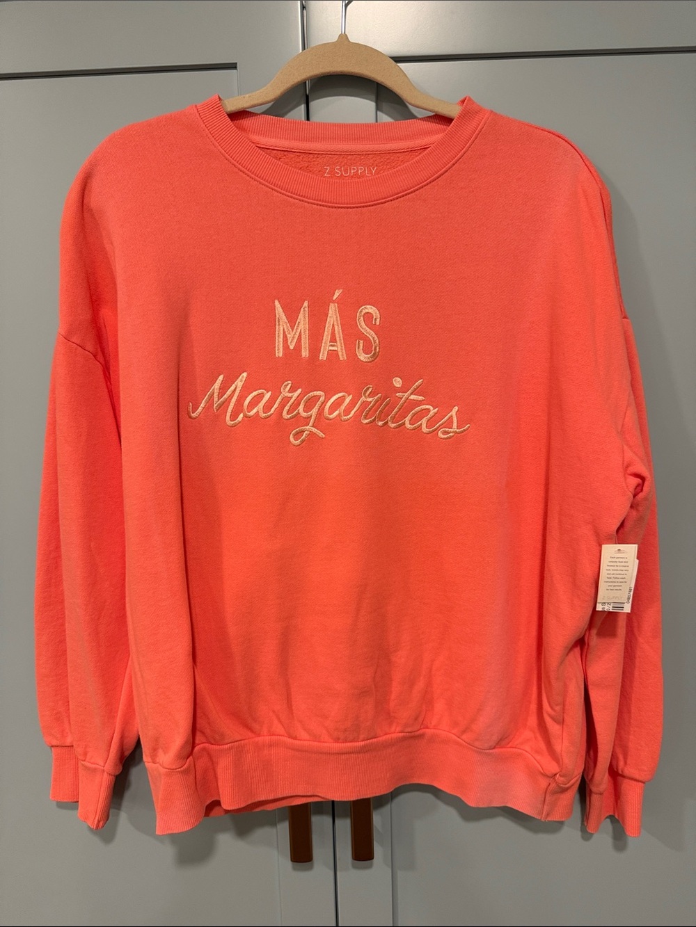 Z Supply Coral 'MÁS Margaritas' Crewneck Sweatshirt